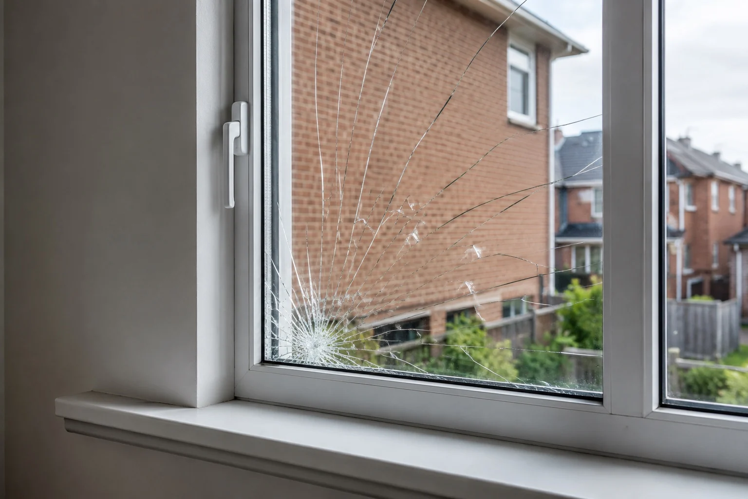 Cracked residential window glass