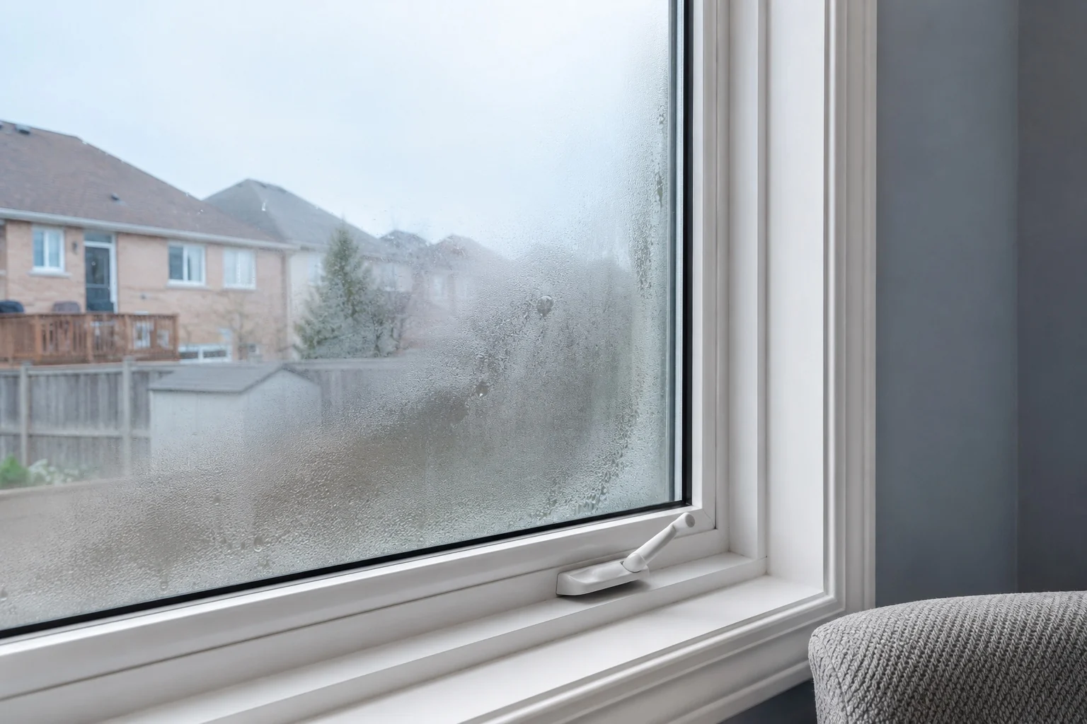 Foggy insulated glass unit in a residential window