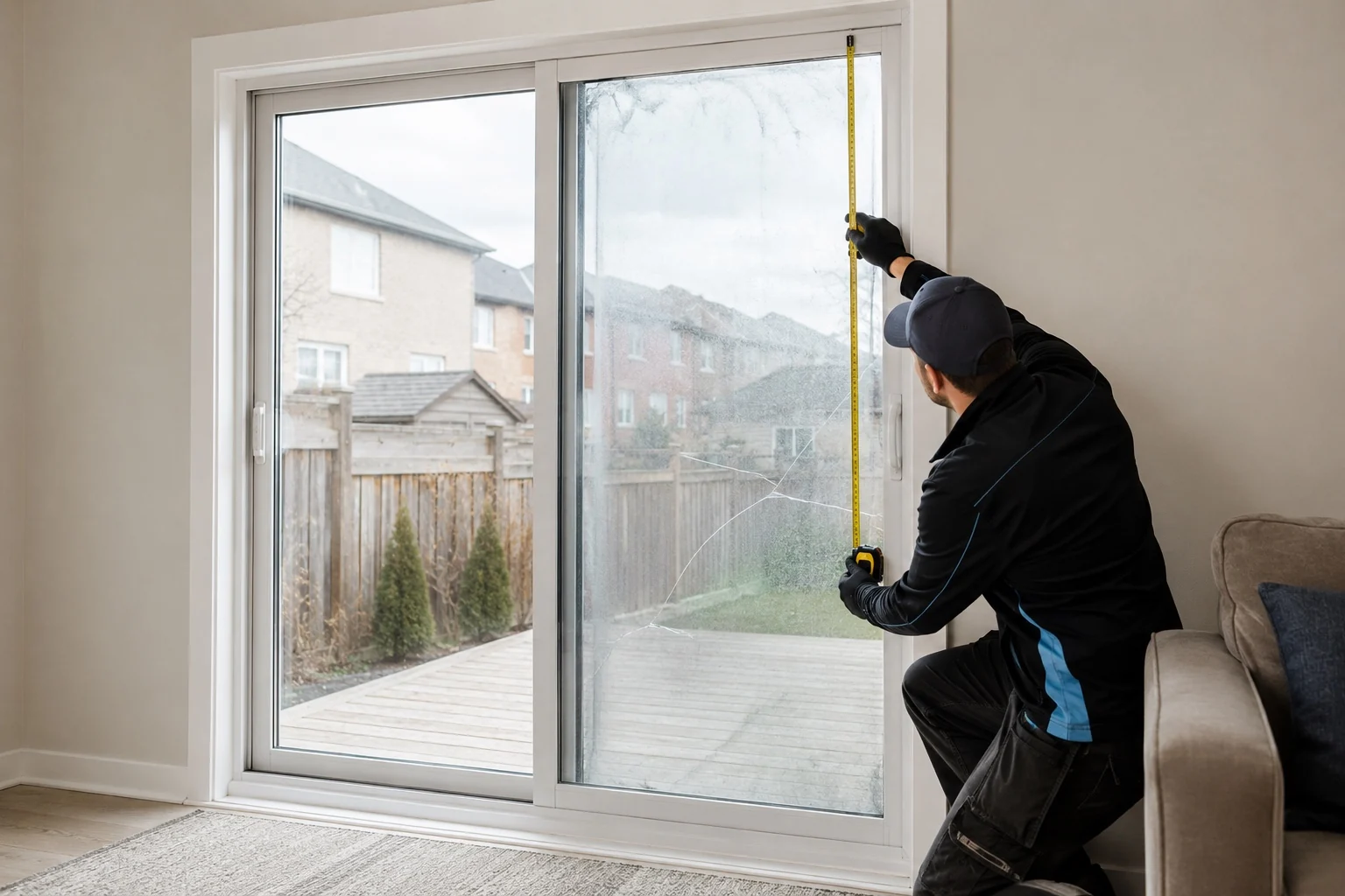Measuring a residential patio door glass panel